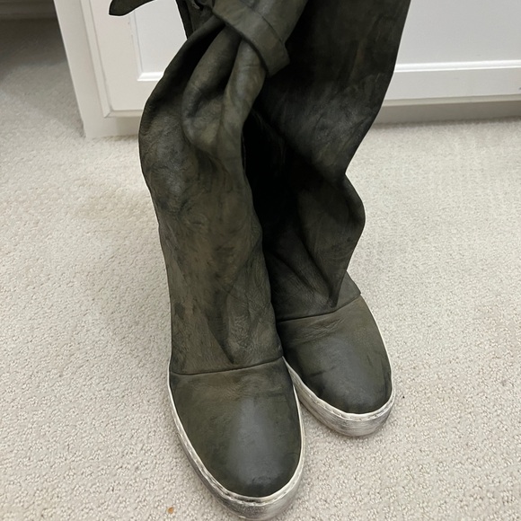 Gregory’s Amaranti army green leather & suede wedge booties 41/10 - Picture 1 of 11